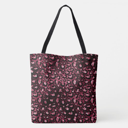 Burgundy Leopard Print Glitzer Tasche (Rückseite)