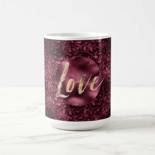 Burgundy Leopard Print Gold Liebe Kaffeetasse (Mittel)