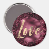 Burgundy Leopard Print Gold Liebe Magnet (Vorderseite/Rückseite)