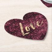 Burgundy Leopard Print Gold Liebe Untersetzer (angewinkelt)