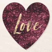 Burgundy Leopard Print Gold Liebe Untersetzer (Vorderseite)