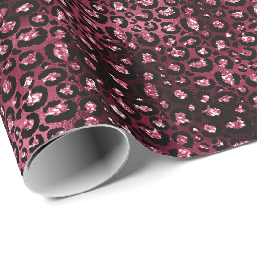 Burgundy Leopard Print Imitate Glitzer Geschenkpapier (Rolleneckpunkt)