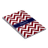 Burgundy Lg Zickzack Navy Name Monogram Notizblock (Rechte Seite)