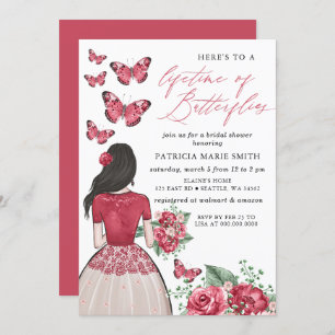 Burgundy Lifetime von Butterflies-Brautparty Einladung