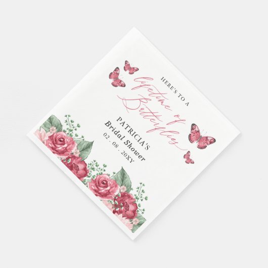 Burgundy Lifetime von Butterflies-Brautparty Serviette (Ecke)