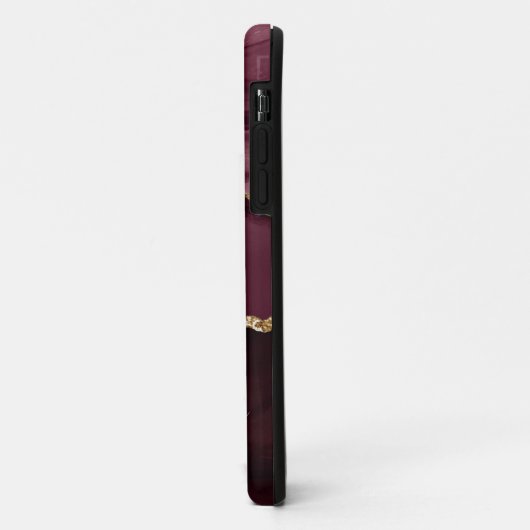 Burgundy Lila Agate Geode Gold Monogram Case-Mate iPhone Hülle (Hinten/Links)