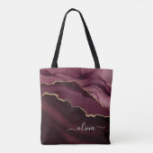 Burgundy Lila Agate Geode Gold Monogram Tasche (Rückseite)