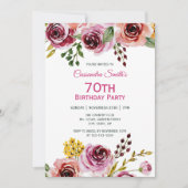 Burgundy Lila Brown Rose Rustikale Blumengeburt Einladung (Vorderseite)