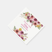 Burgundy Lila Brown Rose Rustikale Blumengeburt Serviette (Ecke)