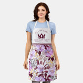 Burgundy Lila Floral | Königin der Küche Schürze (Getragen)