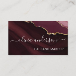 Burgundy Lila Gold Agate Geode Hair Makeup Salon Visitenkarte