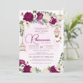 Burgundy Lila Gold Floral Elegantes Brautparty Einladung (Stehend Vorderseite)