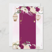 Burgundy Lila Gold Floral Elegantes Brautparty Einladung (Rückseite)