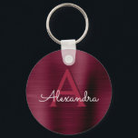 Burgundy Lila Imitat Monogramm aus rostfreiem Stah Schlüsselanhänger<br><div class="desc">Burgund Cranberry Lila Imitate Edelstahl Metallic Elegant Schlüsselanhänger. Diese eleganten Schlüsselanhänger können so angepasst werden,  dass sie Ihren Anfangs- und Vornamen enthalten.</div>
