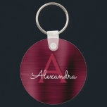 Burgundy Lila Imitat Monogramm aus rostfreiem Stah Schlüsselanhänger<br><div class="desc">Burgund Cranberry Lila Imitate Edelstahl Metallic Elegant Schlüsselanhänger. Diese eleganten Schlüsselanhänger können so angepasst werden,  dass sie Ihren Anfangs- und Vornamen enthalten.</div>