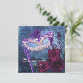 Burgundy Lila Masquerade Party Einladungen (Stehend Vorderseite)