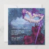 Burgundy Lila Masquerade Party Einladungen (Rückseite)