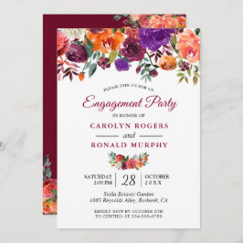 Burgundy Lila Orange Floral Engagement Party Einladung