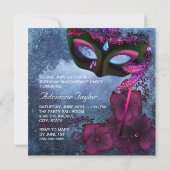 Burgundy Lila Pink Masquerade Party Einladungen (Rückseite)