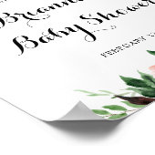 Burgundy Lila Spring Floral Baby Dusche Willkommen Poster (Ecke)