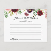 Burgundy Lila Spring Floral Wedding Advice Card Postkarte (Vorderseite)