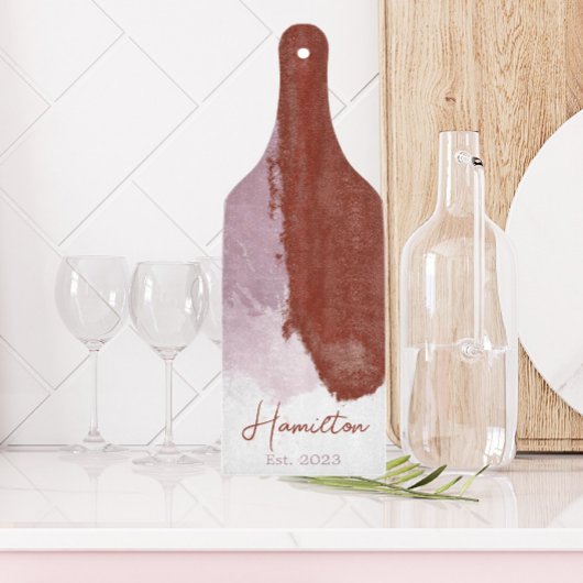 Burgundy Lila Watercolor Monogram etabliert Schneidebrett