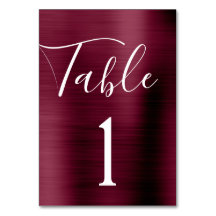 Burgundy Lila Wedding Metallic Tischnummer