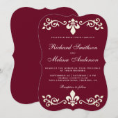 Burgundy Lilie Blühe Einladung Hochzeit (Vorne/Hinten)