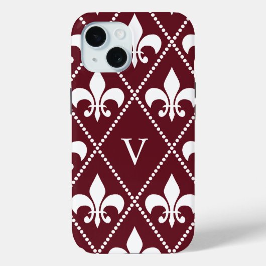 Burgundy-Lilie mit Monogramm Case-Mate iPhone Hülle (Rückseite)