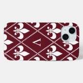 Burgundy-Lilie mit Monogramm Case-Mate iPhone Hülle (Rückseite (Horizontal))
