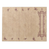 Burgundy Lines Butterfly Border Rustic Parchment Notizblock (Vorderseite)