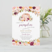 Burgundy Little Pumpkin Baby Dusche Einladung (Stehend Vorderseite)