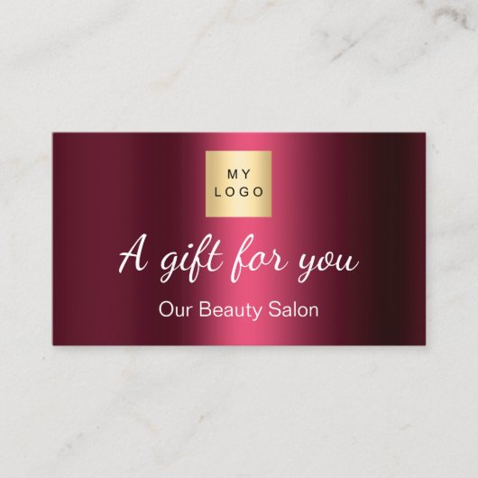 Burgundy Logo qr Code Geschenkgutschein Karte (Vorderseite)