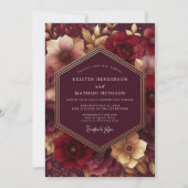Burgundy Lush Bloom Wedding Einladung (Vorderseite)