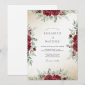 Burgundy Lush Wedding Einladung (Vorne/Hinten)