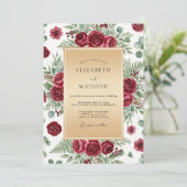 Burgundy Luxurious Winter Wedding Einladung (Stehend Vorderseite)