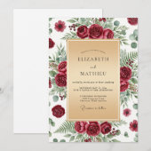 Burgundy Luxurious Winter Wedding Einladung (Vorne/Hinten)
