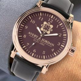 Burgundy luxury elegant couple Monogram  Armbanduhr