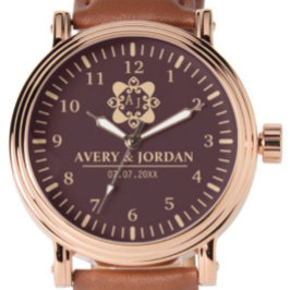 Burgundy luxury elegant couple Monogram  Armbanduhr