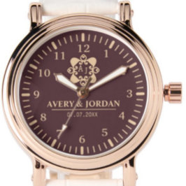 Burgundy luxury elegant couple Monogram  Armbanduhr