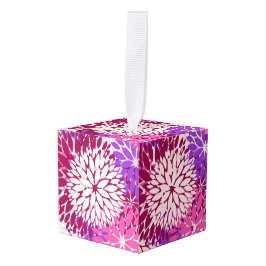 Burgundy Magenta Lila Peach Dahlia Würfelornament