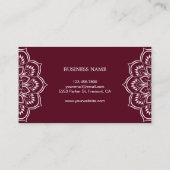 Burgundy Mandala Elephants Indian Visitenkarte (Rückseite)