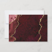 Burgundy Marble Agate Geode Wedding Gold RSVP Karte (Rückseite)