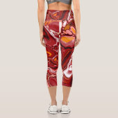 Burgundy Marble Digital Fluid Art Capri Leggings (Rückseite)