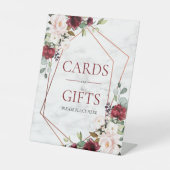 Burgundy Marble Geometric Floral Wedding Gift Sockelschild (Vorderseite)