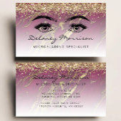 Burgundy Marble Gold Glitter Eyes Microblading Visitenkarte