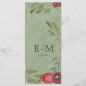 Burgundy Marble Greenery Botanische Granatäpfel Menükarte (Rückseite)