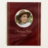 Burgundy Marble Personalized Photo Planer (Vorderseite)