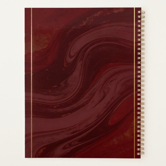 Burgundy Marble Personalized Photo Planer (Rückseite)