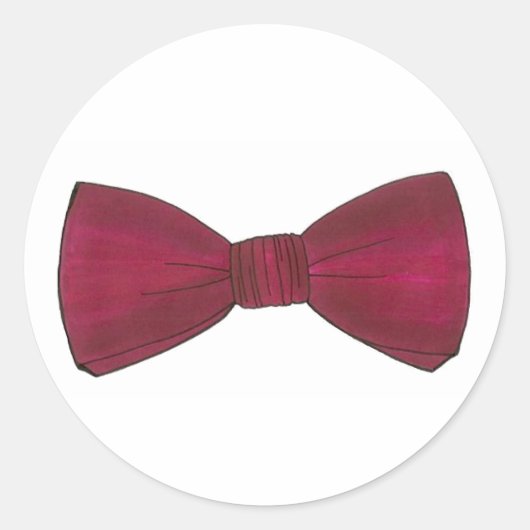 Burgundy Maroon Bow Bowtie Wedding Prom Groom Runder Aufkleber (Vorderseite)